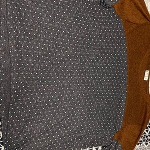 Gray Polka Dot Sweater with Brown Accents